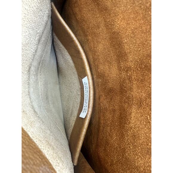 Vintage LEATHER PURSE Latch Saddlebag Braided Shoulder Strap Boho - Picture 10 of 10